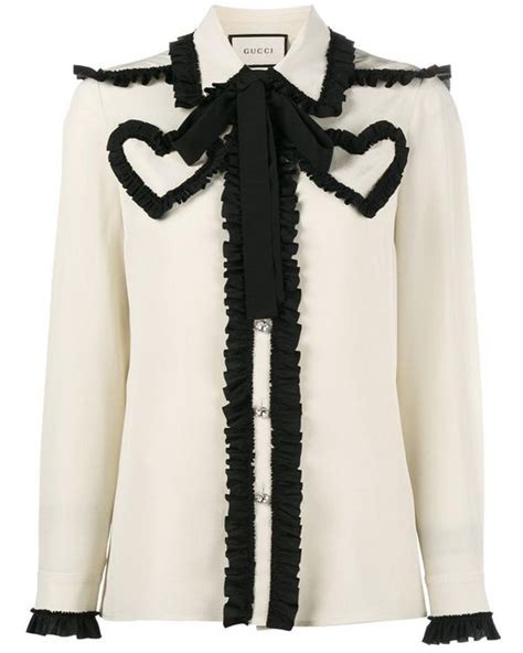 gucci vintage white ruffle blouse runway style|gucci lace blouse.